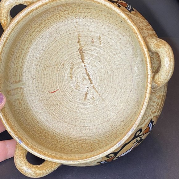 Vintage Pottery Bowl Deer Beige Brown Japan *read* - Picture 5 of 5